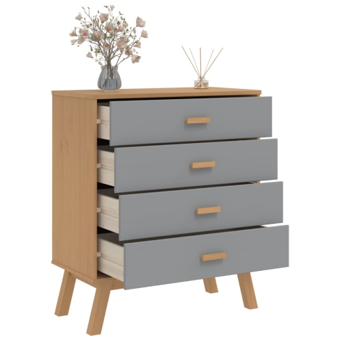 vidaXL Drawer Cabinet OLDEN Grey and Brown Solid Wood Pine