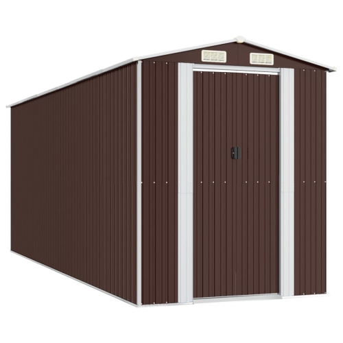 VIDAXL  Garden Shed 192X523X223 Cm Galvanised Steel In Dark Brown