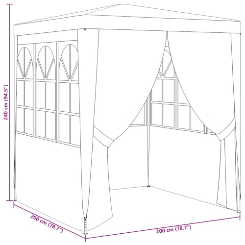 vidaXL Professional Party Tent with Side Walls 2x2 m Anthracite 90 g/m?