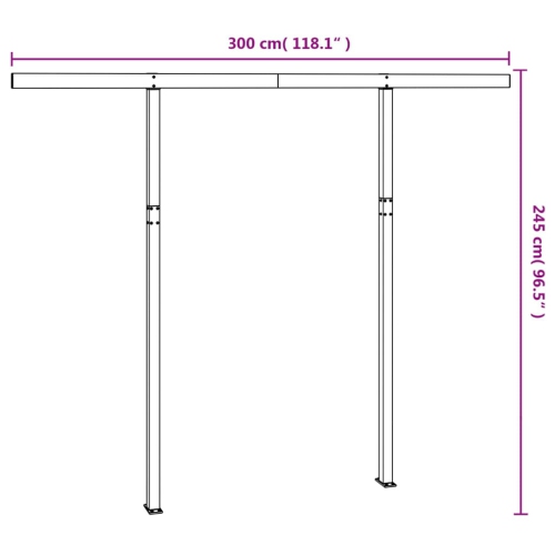 vidaXL Awning Post Set White 300x245 cm Iron