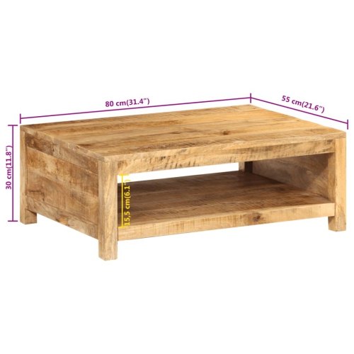 Table basse vidaXL 80 x 55 x 30&nbsp;cm bois massif mangue