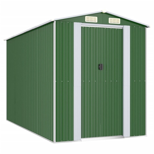 VIDAXL  Garden Shed 192X357X223 Cm Galvanised Steel In Green