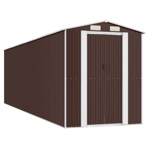 VIDAXL  Garden Shed 192X689X223 Cm Galvanised Steel In Dark Brown