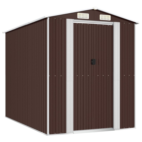 VIDAXL  Garden Shed 192X274X223 Cm Galvanised Steel In Dark Brown