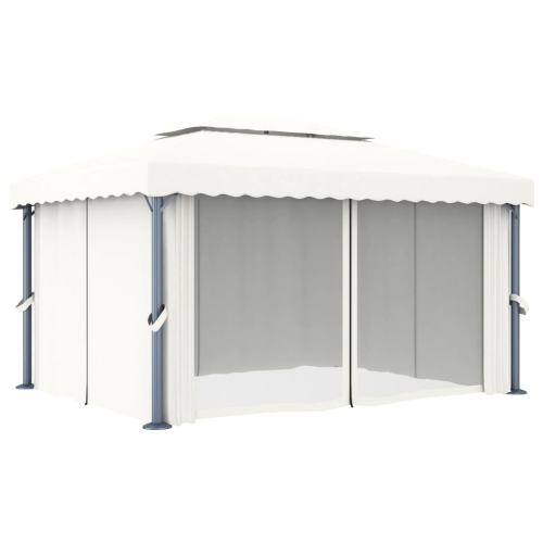 vidaXL Gazebo with Curtain 4x3 m Cream White Aluminium