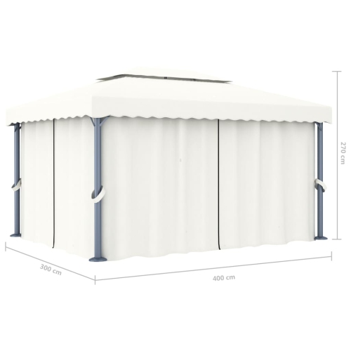 vidaXL Gazebo with Curtain 4x3 m Cream White Aluminium