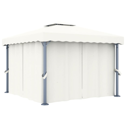 VIDAXL  Gazebo With Curtain 3X3 M Cream Aluminium In White