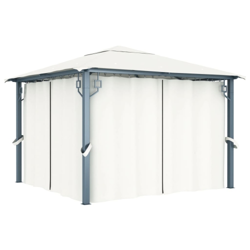 VIDAXL  Gazebo With Curtain 300X300 Cm Cream Aluminium