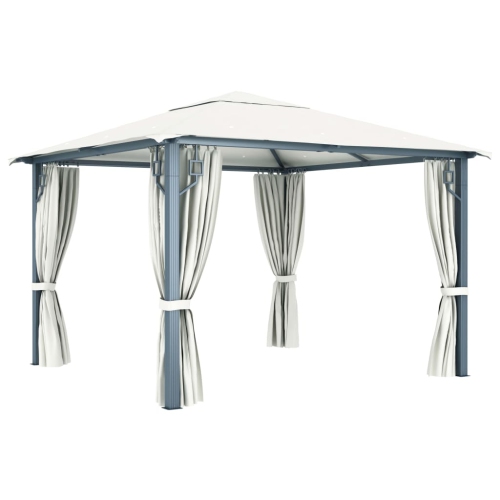 vidaXL Gazebo with Curtain 300x300 cm Cream Aluminium