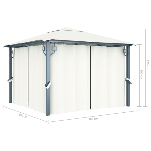 vidaXL Gazebo with Curtain 300x300 cm Cream Aluminium