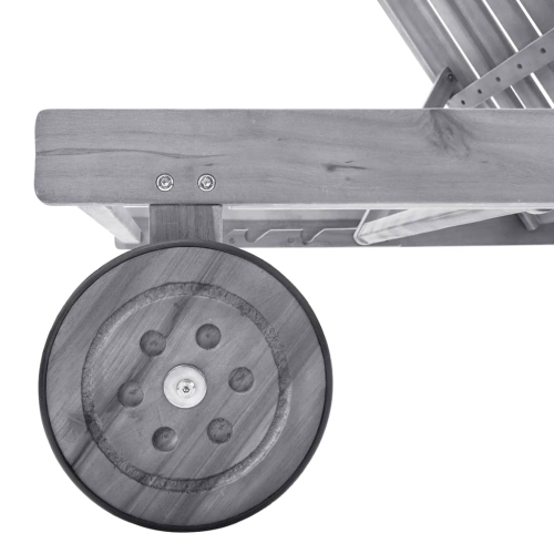 vidaXL Garden Sun Lounger with Cushion Grey Solid Acacia Wood