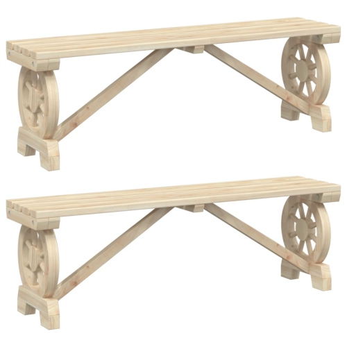 VIDAXL  Garden Benches 2 PCs Solid Wood Fir