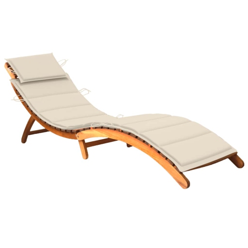 vidaXL Garden Sun Lounger with Cushion Solid Acacia Wood