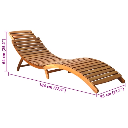 vidaXL Garden Sun Lounger with Cushion Solid Acacia Wood