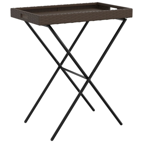 vidaXL Folding Tray Table Brown 65x40x75 cm Poly Rattan
