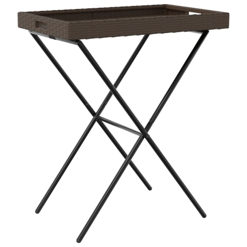 vidaXL Folding Tray Table Brown 65x40x75 cm Poly Rattan