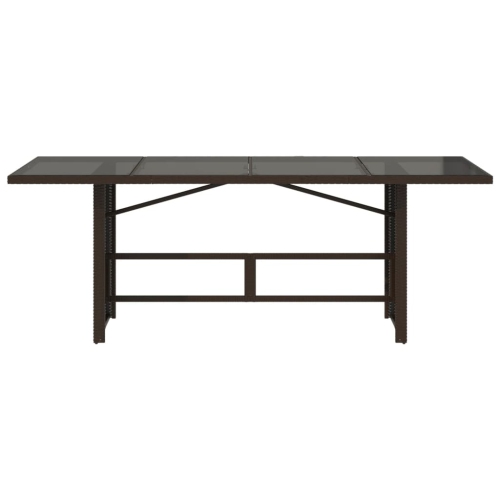 vidaXL Garden Table with Glass Top Brown 190x80x74 cm Poly Rattan