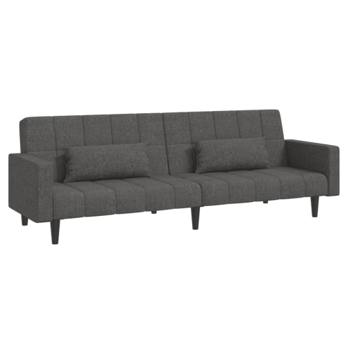 VIDAXL  2-Seater Sofa Bed With Two Pillows Dark Fabric In Grey