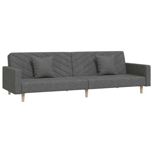 VIDAXL  2-Seater Sofa Bed With Two Pillows Dark Fabric In Grey