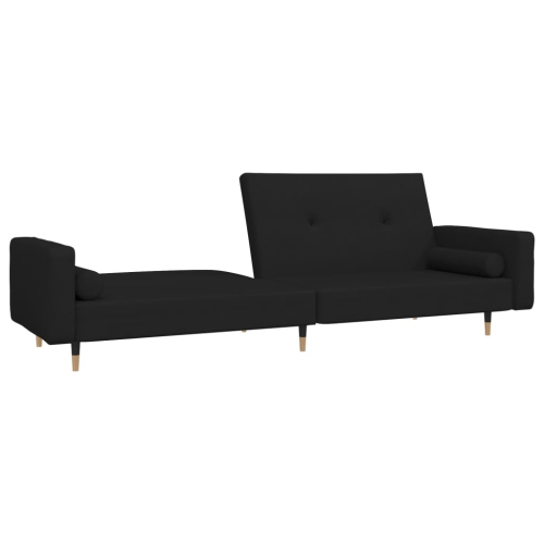 vidaXL 2-Seater Sofa Bed with Two Pillows Black Velvet