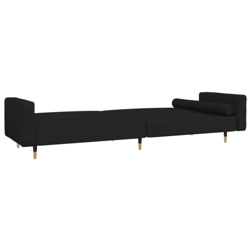 vidaXL 2-Seater Sofa Bed with Two Pillows Black Velvet