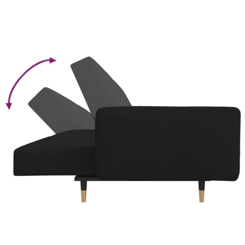 vidaXL 2-Seater Sofa Bed with Two Pillows Black Velvet