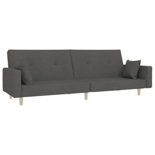 vidaXL 2-Seater Sofa Bed with Two Pillows Dark Grey Fabric