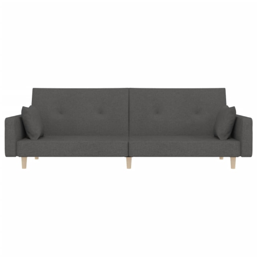 vidaXL 2-Seater Sofa Bed with Two Pillows Dark Grey Fabric