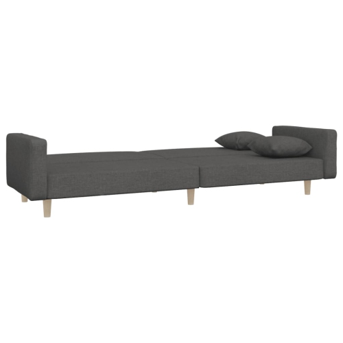 vidaXL 2-Seater Sofa Bed with Two Pillows Dark Grey Fabric