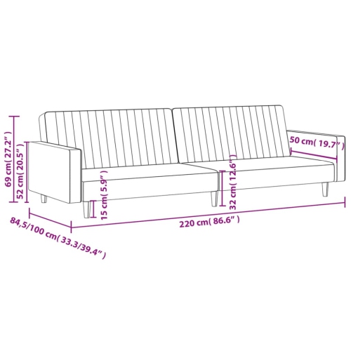 vidaXL 2-Seater Sofa Bed Light Grey Velvet