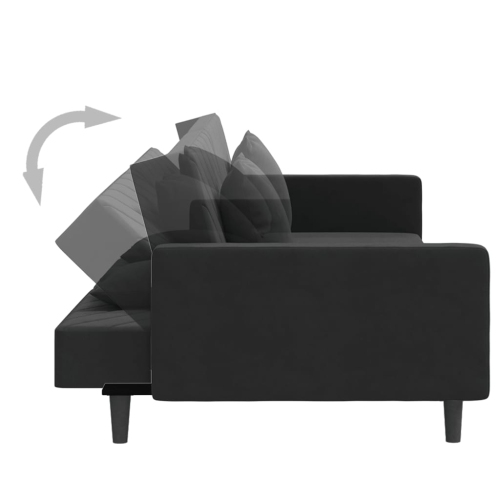 vidaXL 2-Seater Sofa Bed with Two Pillows Black Velvet