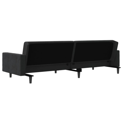 vidaXL 2-Seater Sofa Bed with Two Pillows Black Velvet