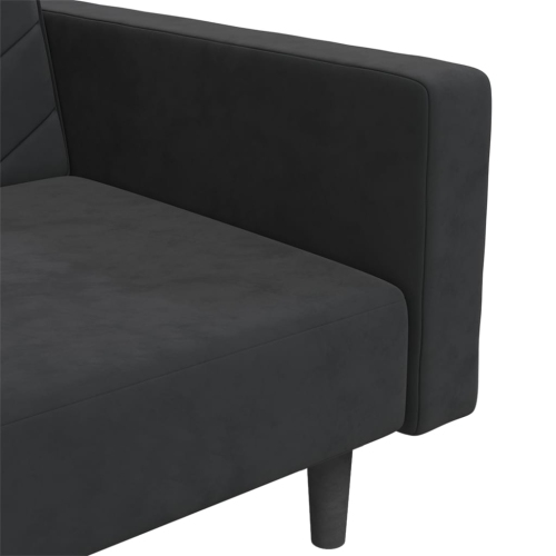 vidaXL 2-Seater Sofa Bed with Two Pillows Black Velvet