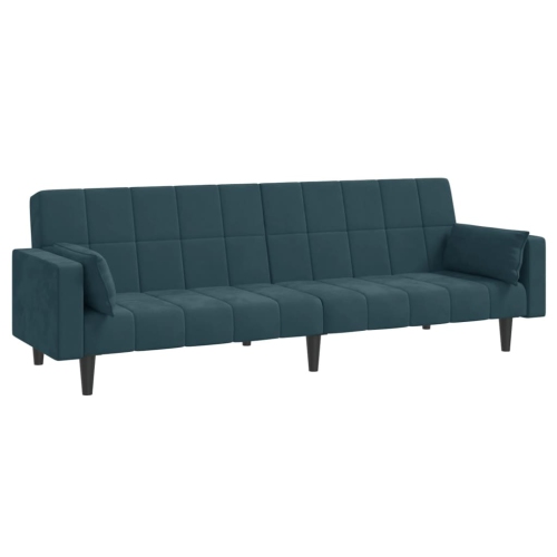 VIDAXL  2-Seater Sofa Bed With Two Pillows Velvet In Blue