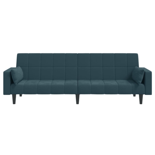 vidaXL 2-Seater Sofa Bed with Two Pillows Blue Velvet