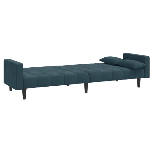 vidaXL 2-Seater Sofa Bed with Two Pillows Blue Velvet