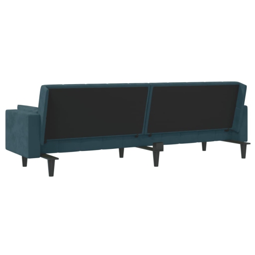 vidaXL 2-Seater Sofa Bed with Two Pillows Blue Velvet