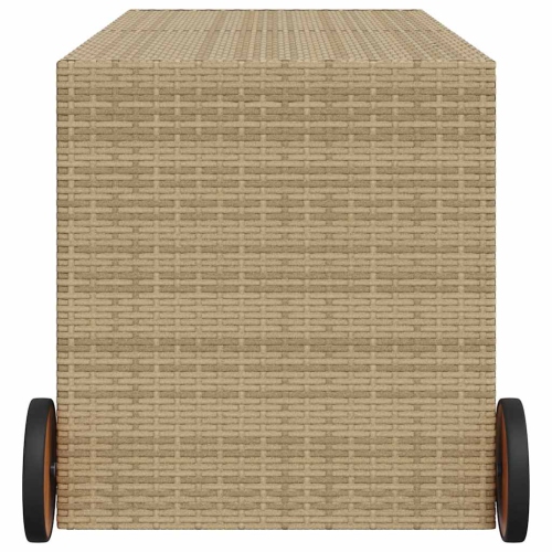 vidaXL Garden Storage Box with Wheels Mix Beige 283L Poly Rattan