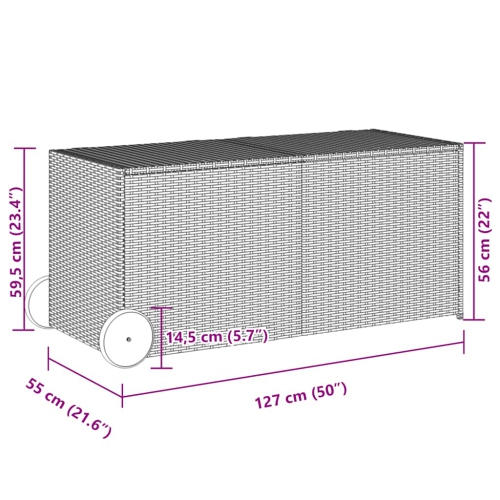 vidaXL Garden Storage Box with Wheels Mix Beige 283L Poly Rattan