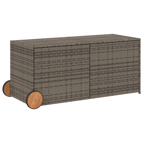 vidaXL Garden Storage Box with Wheels Grey 283L Poly Rattan