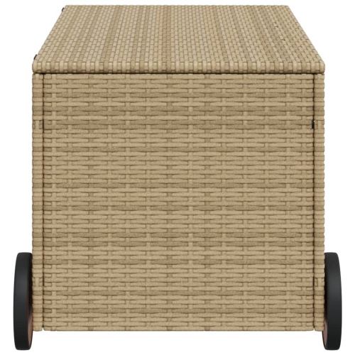 vidaXL Garden Storage Box with Wheels Mix Beige 190L Poly Rattan