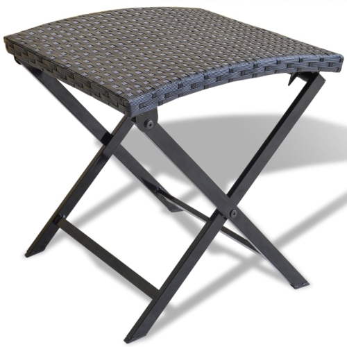 VIDAXL  Folding Stool Poly Rattan In Black