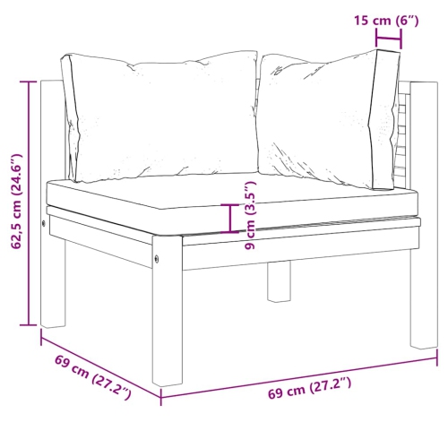 vidaXL 2 Piece Sofa Set with Dark Grey Cushions Solid Acacia Wood