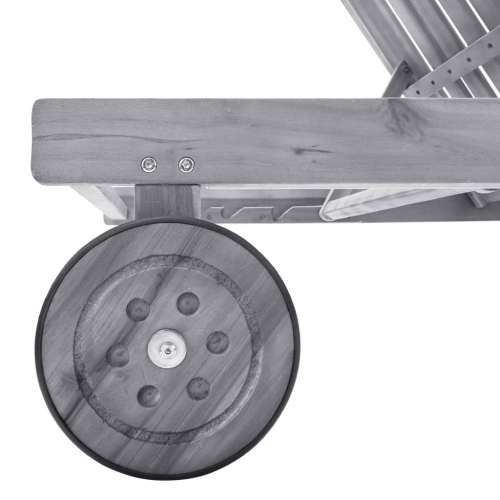 vidaXL Garden Sun Lounger with Cushion Grey Solid Acacia Wood