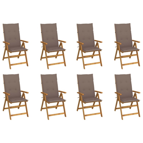 VIDAXL  Folding Garden Chairs With Cushions 8 PCs Solid Acacia Wood