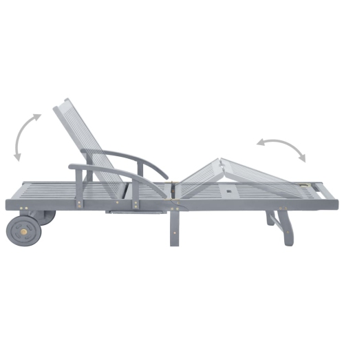vidaXL Garden Sun Lounger with Cushion Solid Acacia Wood