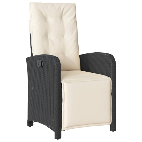 VIDAXL  Reclining Garden Chair With Footrest Poly Rattan In Black