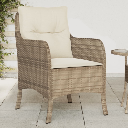 vidaXL Garden Chairs with Cushions 2 pcs Beige Poly Rattan