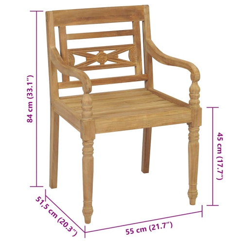 vidaXL Batavia Chairs with Cushions 4 pcs Solid Teak Wood