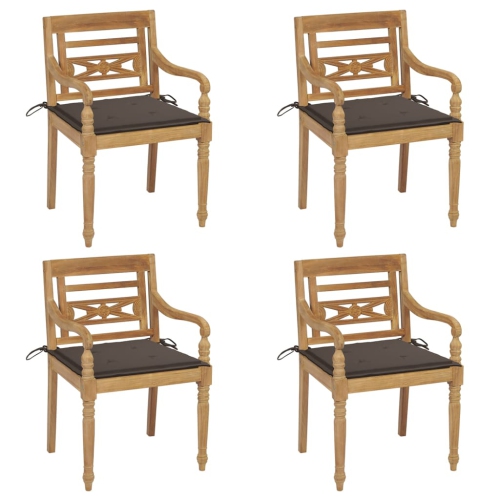 vidaXL Batavia Chairs with Cushions 4 pcs Solid Teak Wood